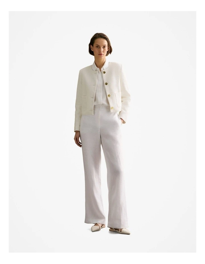 Silk Twill Cap Sleeve Shirt in White image 6