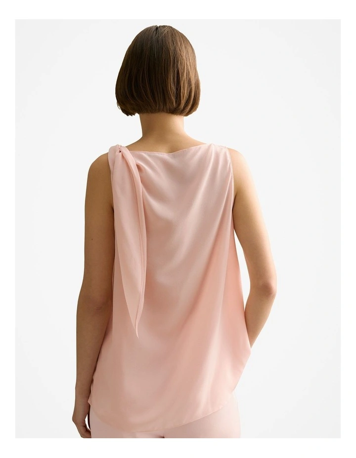 Silk Tie Detail Sleeveless Top in Pink Salt image 4