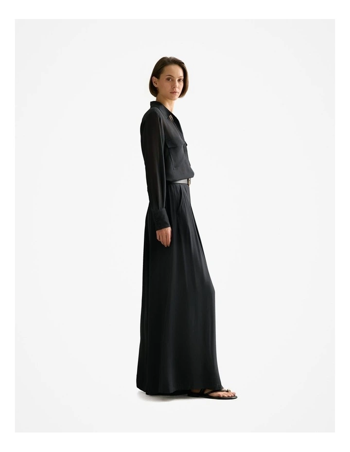 Silk Georgette Pocket Detail Shirt in Black image 5
