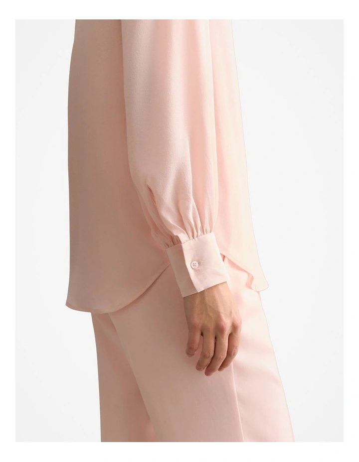 Silk Gather Detail Shirt in Pink Salt image 3
