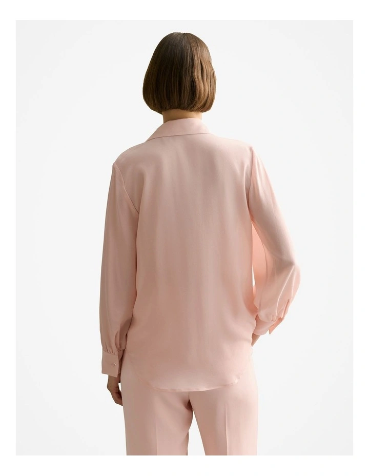 Silk Gather Detail Shirt in Pink Salt image 4