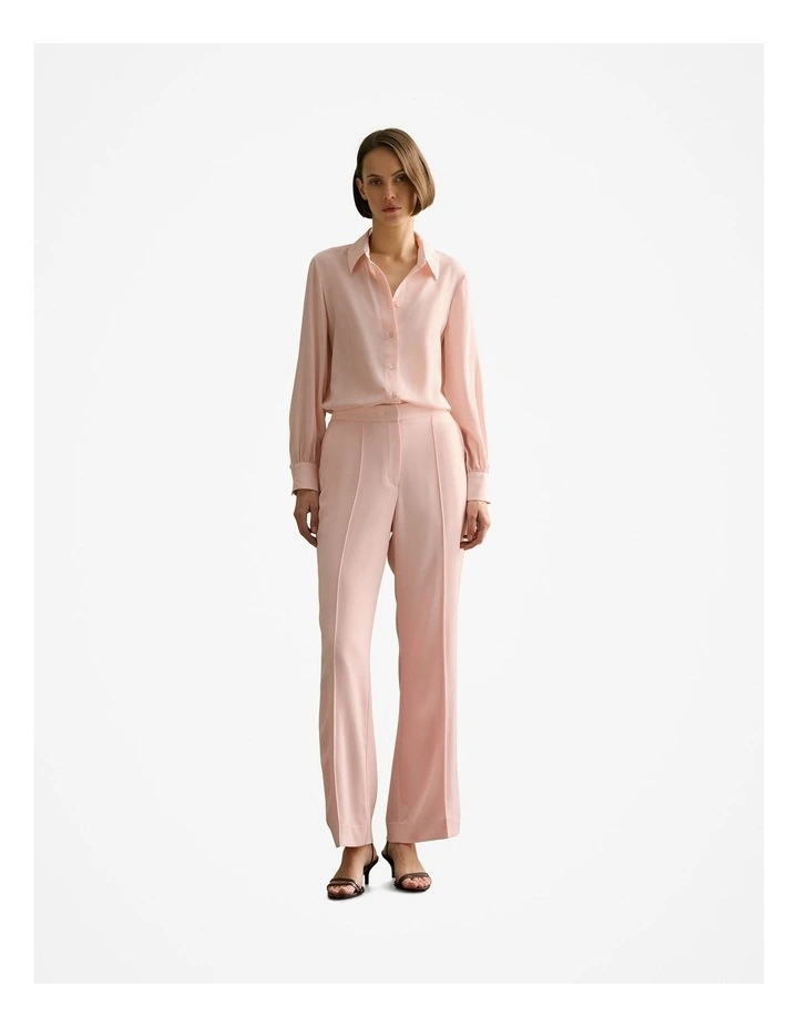 Silk Gather Detail Shirt in Pink Salt image 6