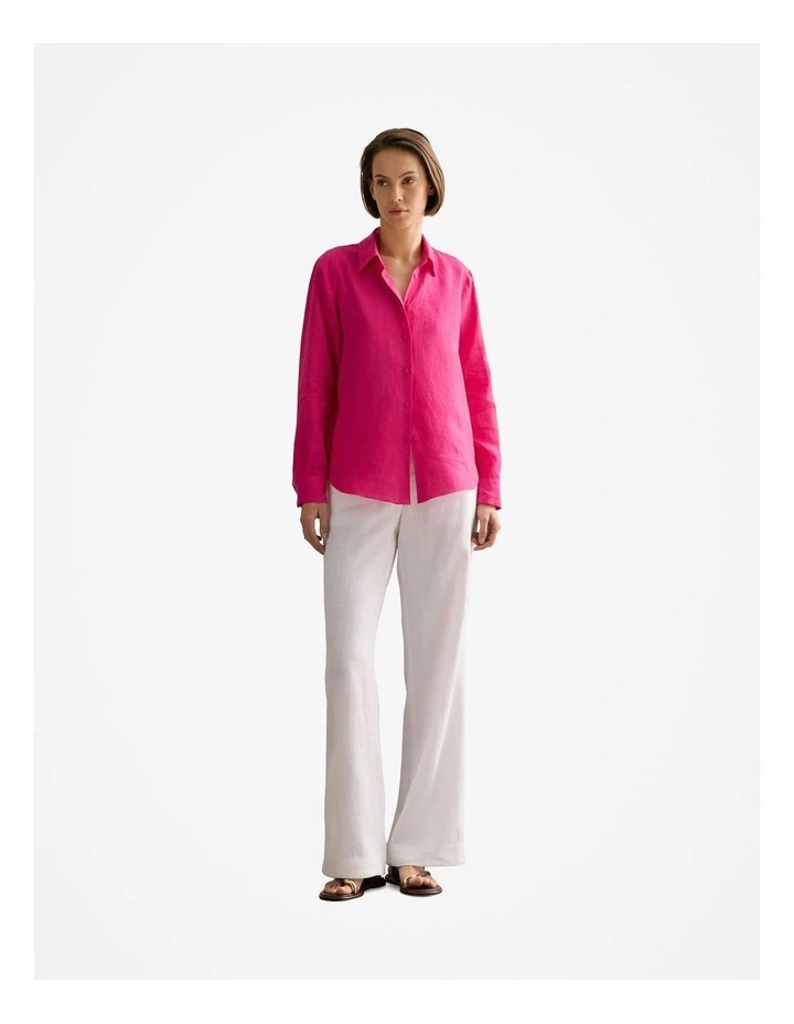 Linen Classic Shirt in Fuchsia image 2