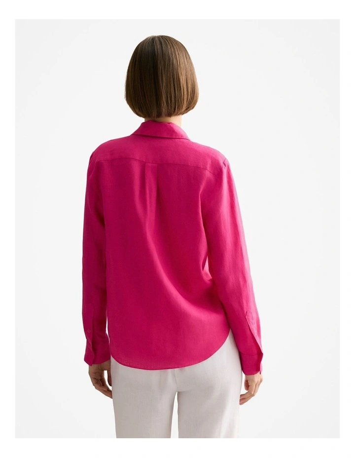 Linen Classic Shirt in Fuchsia image 4