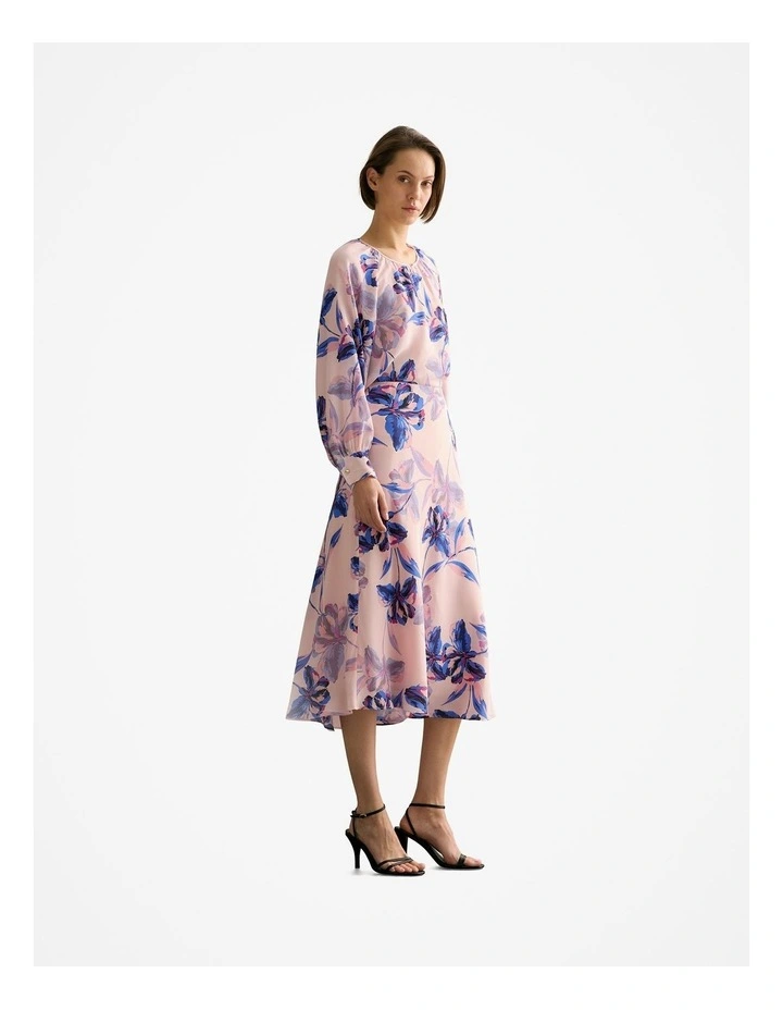 Silk Floral Midi Skirt in Pink Salt image 5