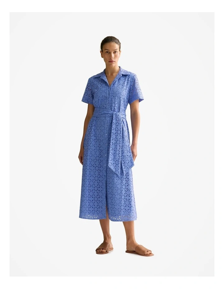 Broderie Anglaise Shirt Dress in Wedgewood Blue image 1