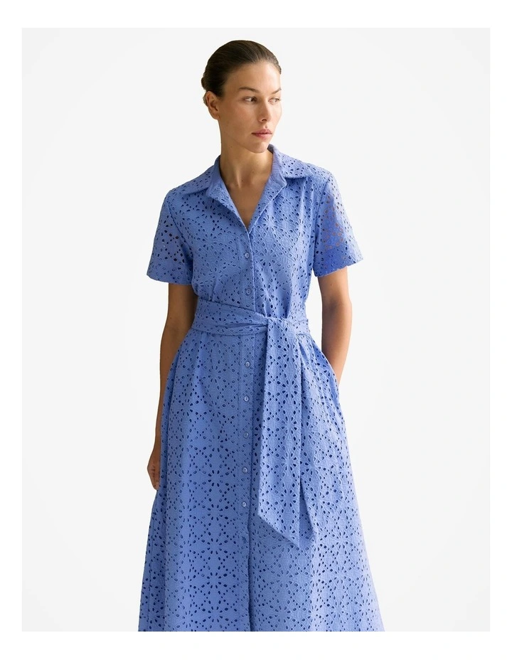 Broderie Anglaise Shirt Dress in Wedgewood Blue image 2