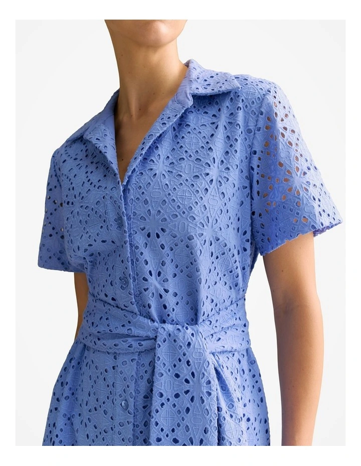 Broderie Anglaise Shirt Dress in Wedgewood Blue image 3