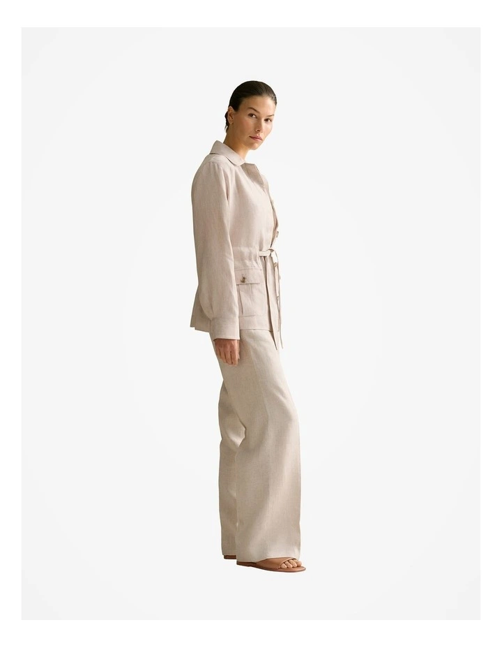 Linen Twill Tie Waist Jacket in Pebble image 5