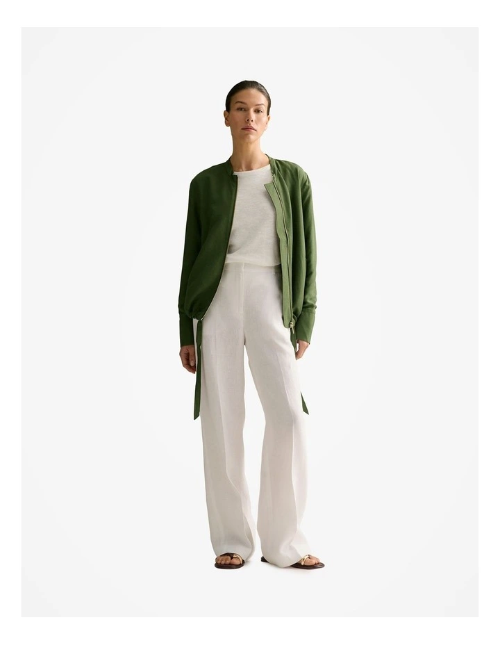 Draped Zip Through Blouson Jacket in Olive Smoke image 5