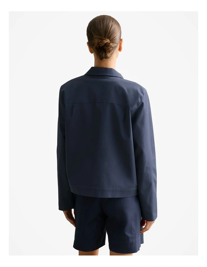 Double Cloth Twill Harrington Jacket in Navy image 4