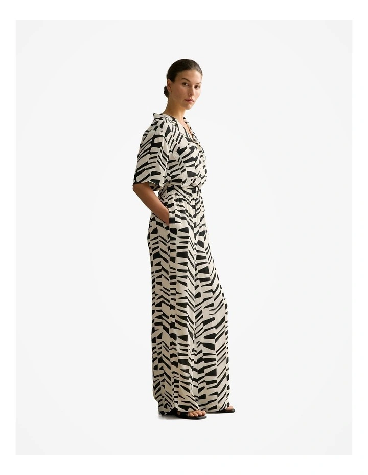 Bold Geo Wide Leg Pull On Pant in Black Multi image 5