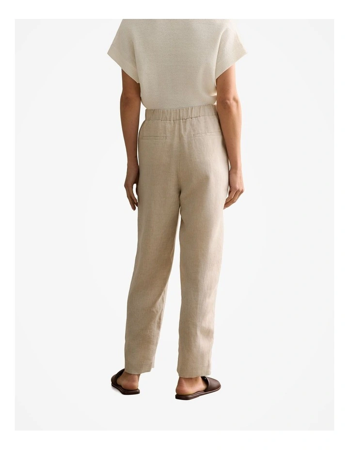 Linen End On End Stripe Pull On Pant in Flax image 4