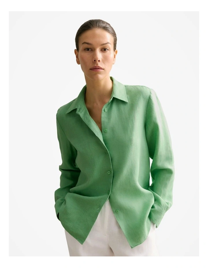 Delave Linen Classic Shirt in Matcha image 1