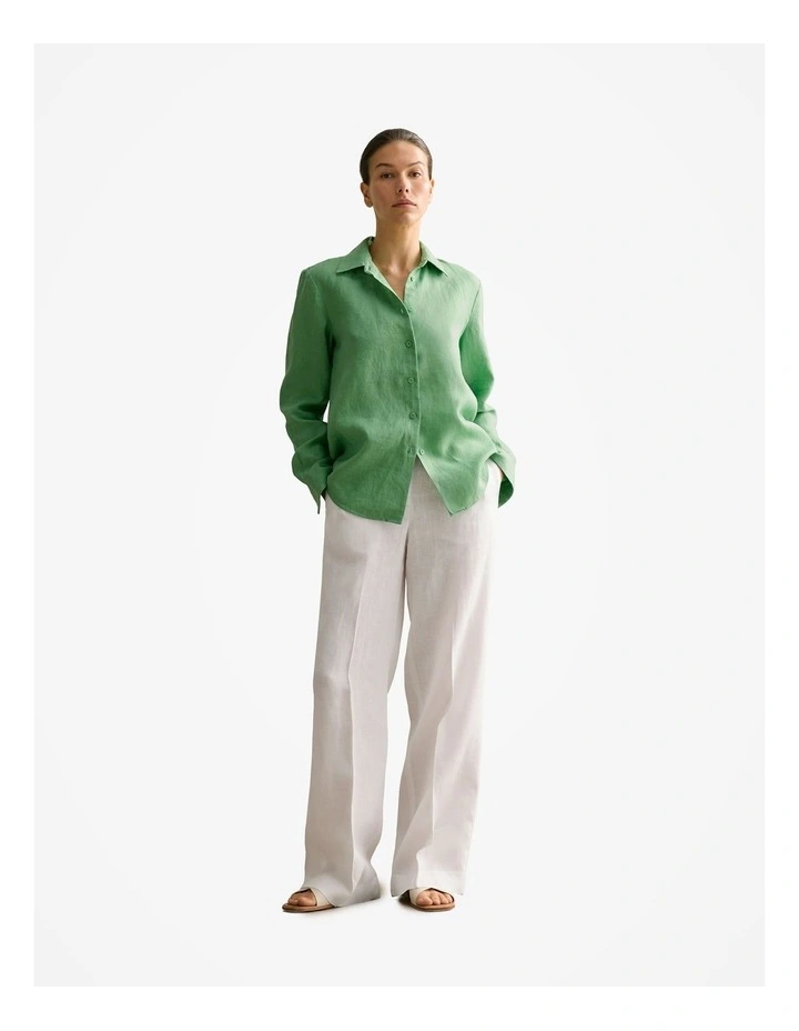 Delave Linen Classic Shirt in Matcha image 2