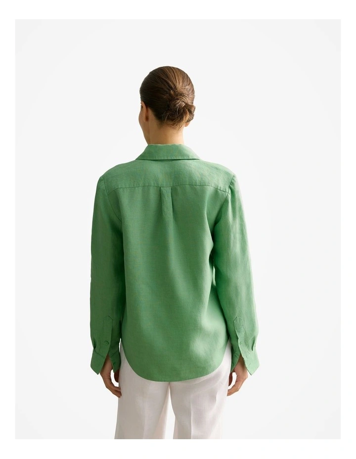 Delave Linen Classic Shirt in Matcha image 4
