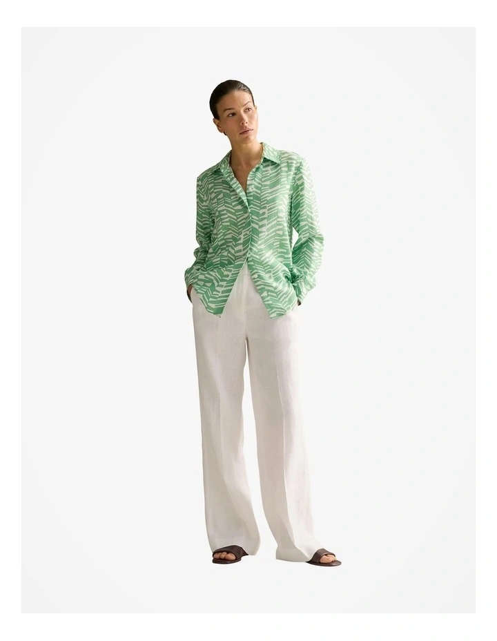 Linen Abstract Geo Shirt in Matcha image 2