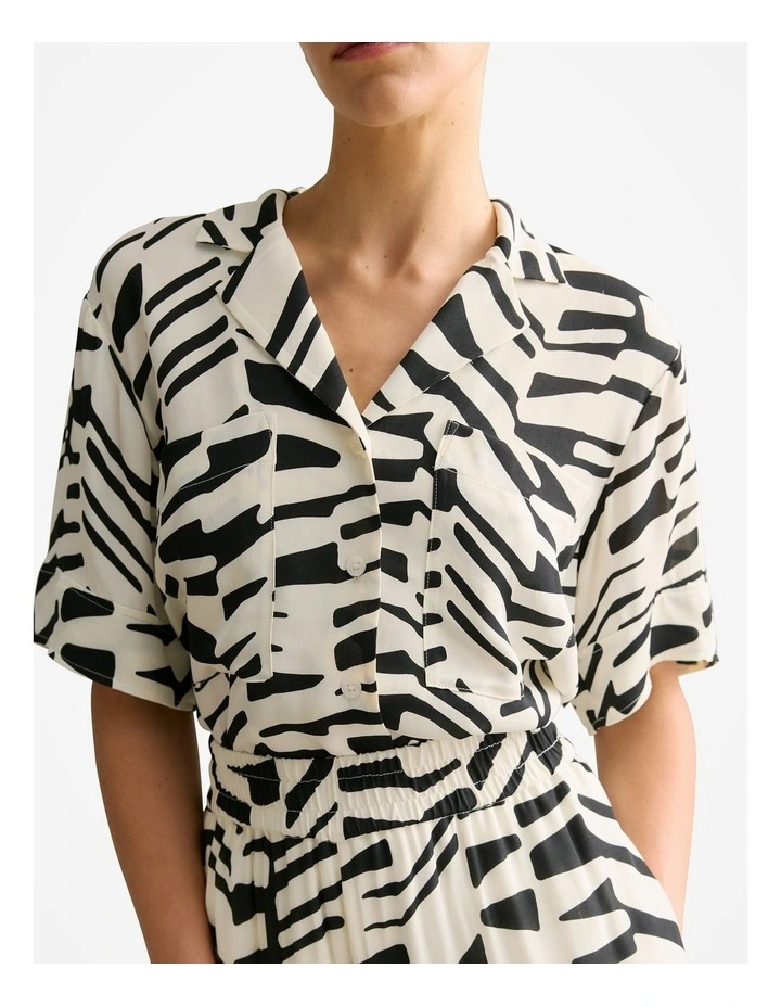 Bold Geo Camp Shirt in Black Multi image 3