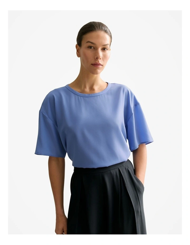 Silk Crepe Relaxed Top in Wedgewood Blue image 1