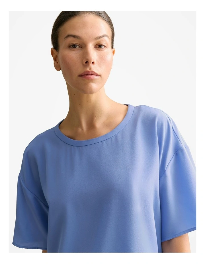 Silk Crepe Relaxed Top in Wedgewood Blue image 3