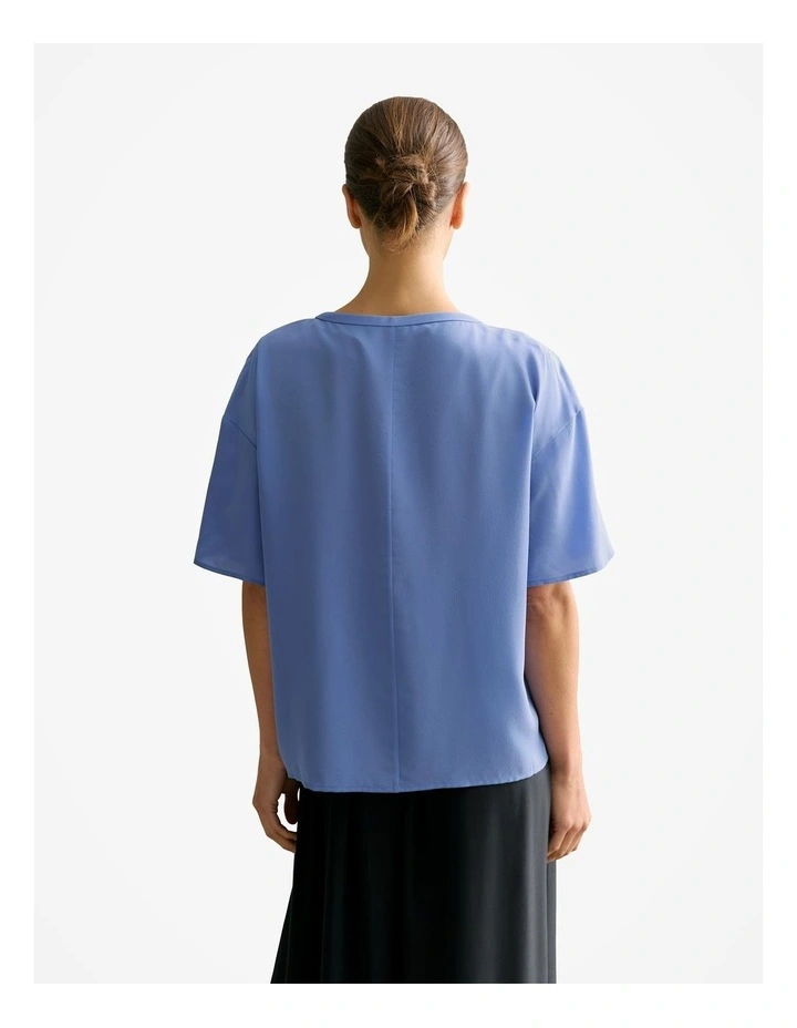 Silk Crepe Relaxed Top in Wedgewood Blue image 4