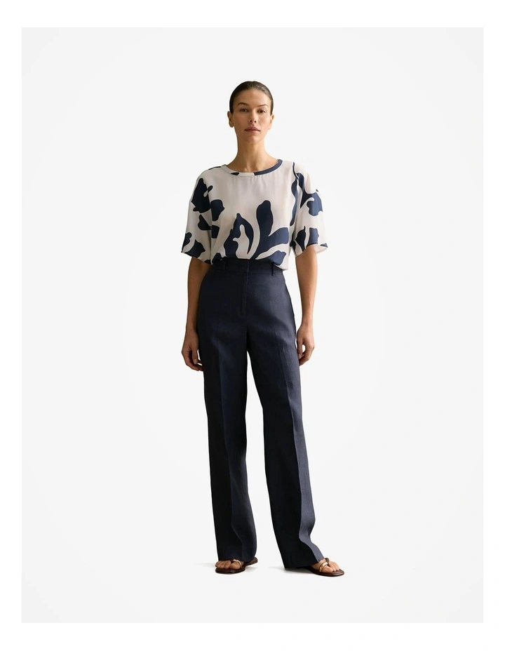 Silk Crepe Palm Relaxed Top in White Multi image 2