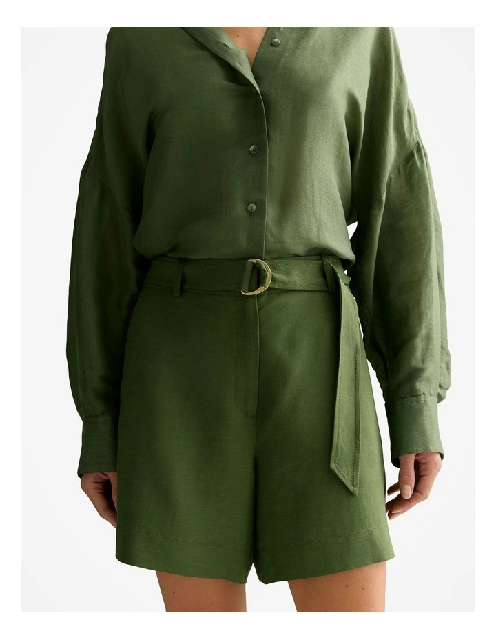 Relaxed Belted Short in Olive Smoke image 3