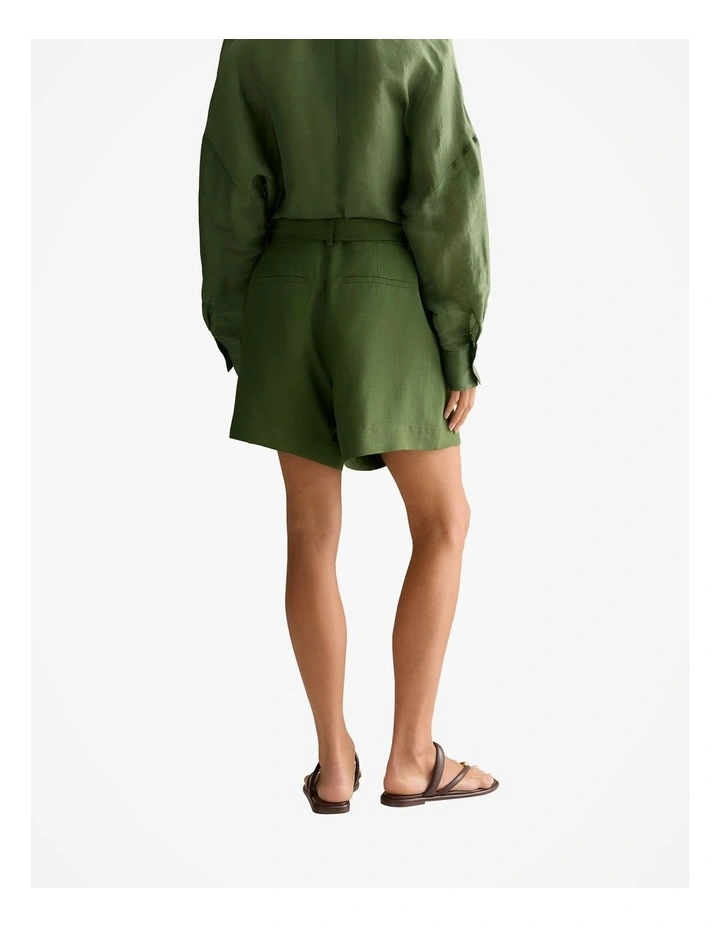 Relaxed Belted Short in Olive Smoke image 4