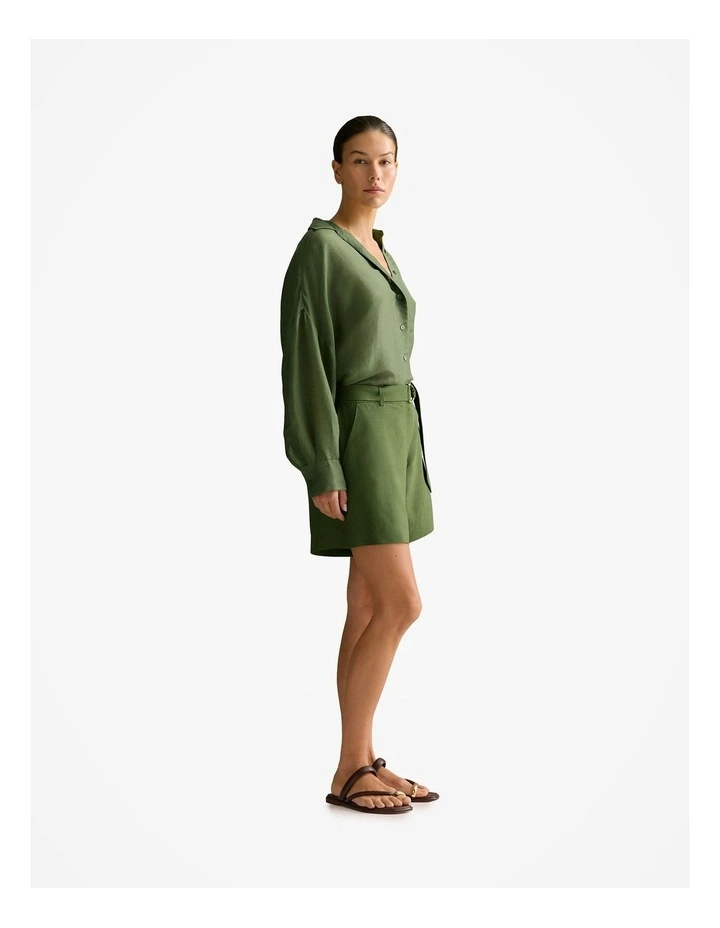 Relaxed Belted Short in Olive Smoke image 5