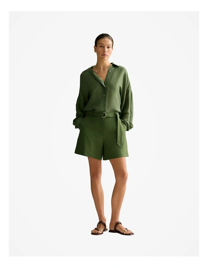 Relaxed Belted Short in Olive Smoke image 6
