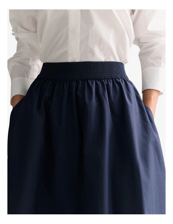 Cotton Poplin Pull On Skirt in Navy image 3