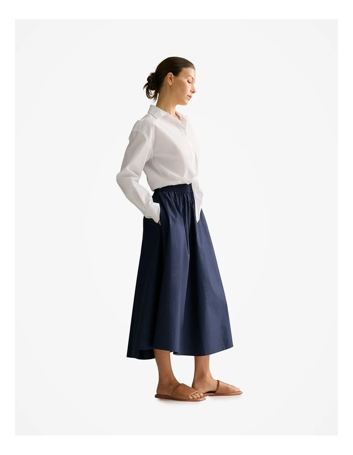 Cotton Poplin Pull On Skirt in Navy image 5