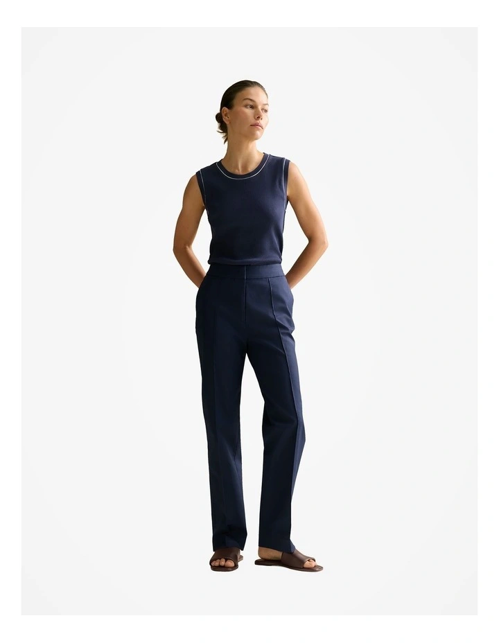 Cotton Rib Shell Tank in Navy image 2