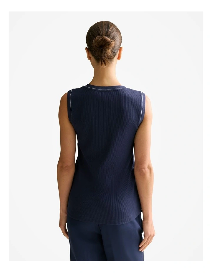 Cotton Rib Shell Tank in Navy image 4