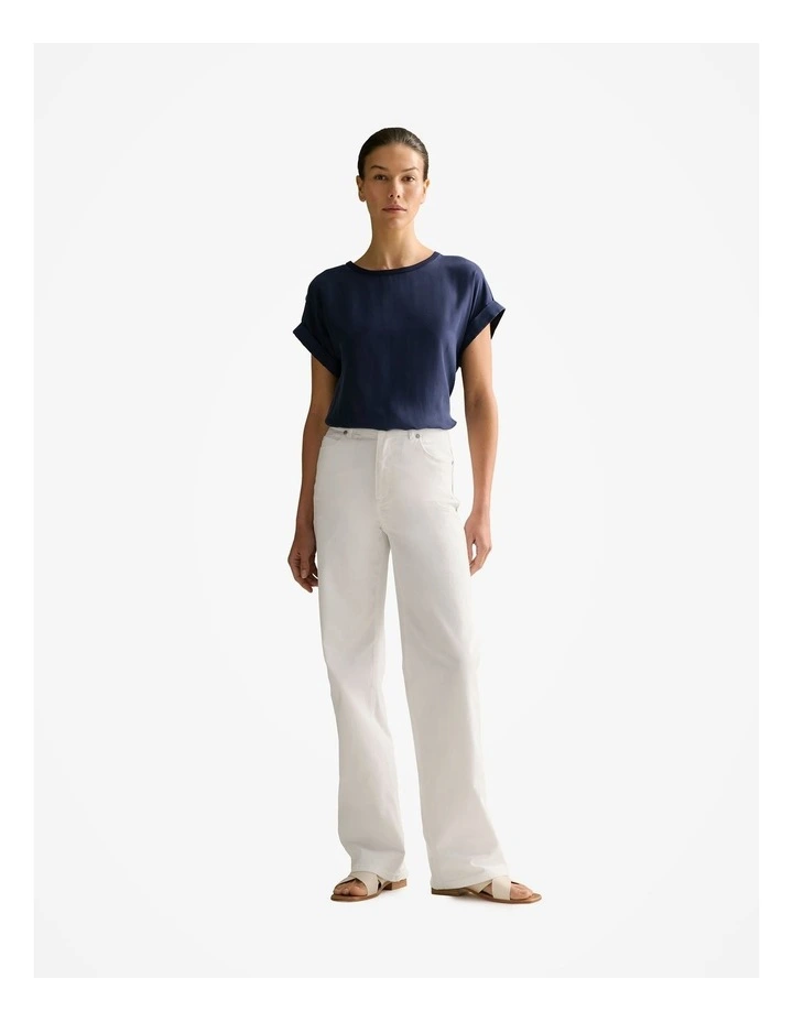 Spliced Cuff Detail T-shirt in Navy image 2