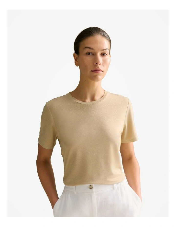Shimmer Jersey T-shirt in Soft Gold image 1