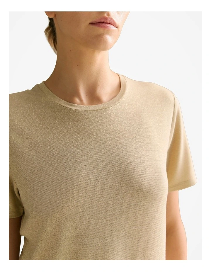 Shimmer Jersey T-shirt in Soft Gold image 3