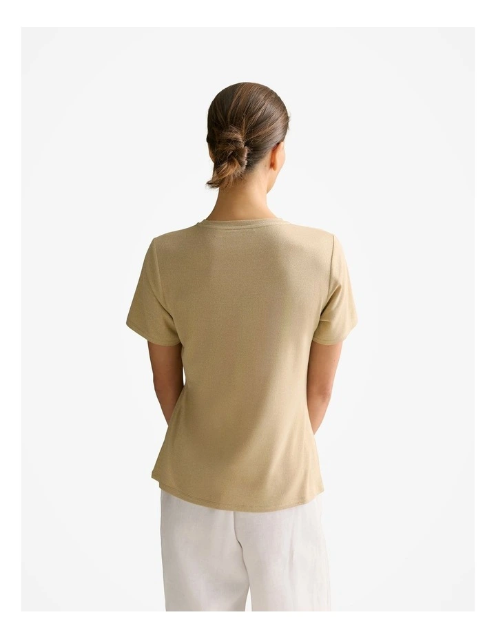 Shimmer Jersey T-shirt in Soft Gold image 4