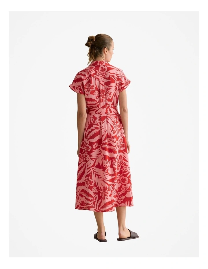 Hibiscus Modal Half Placket Dress in True Red image 4