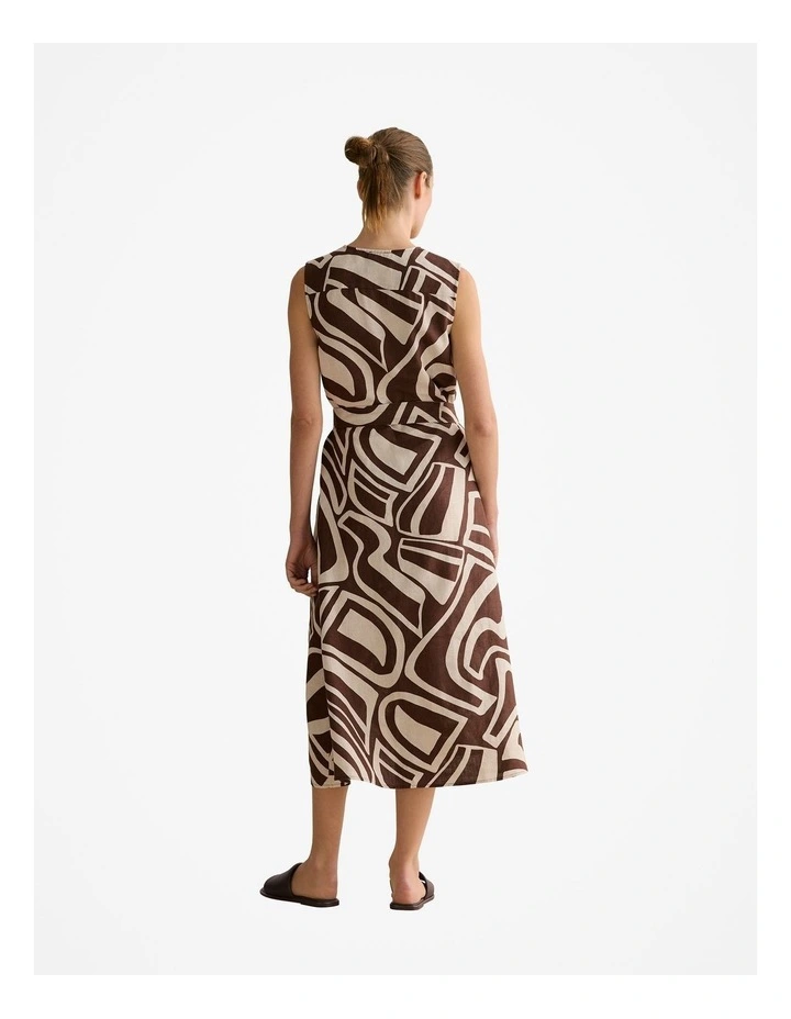 Kai Linen Split Front Sleeveless Dress in Chocolate image 4