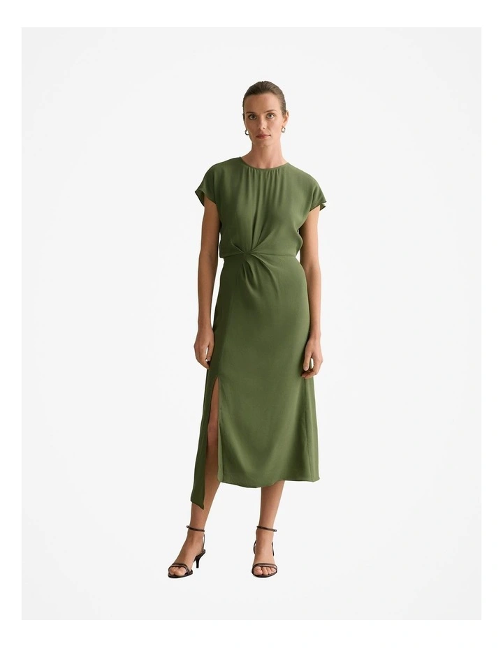 Asymmetric Hem Dress in Ivy image 1