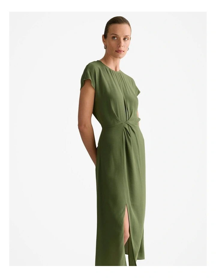 Asymmetric Hem Dress in Ivy image 2