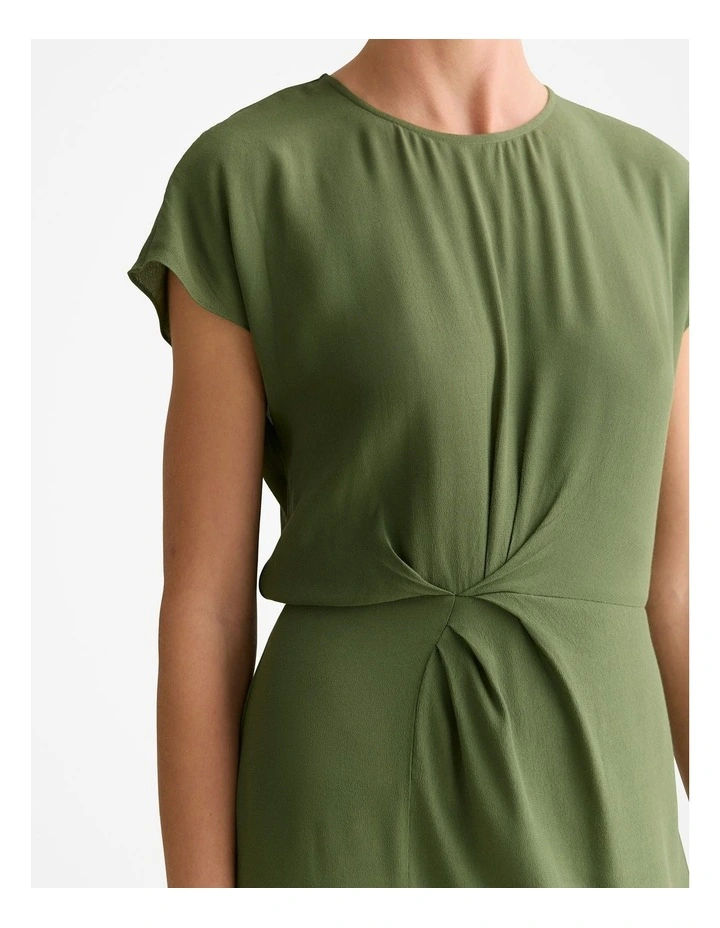Asymmetric Hem Dress in Ivy image 3