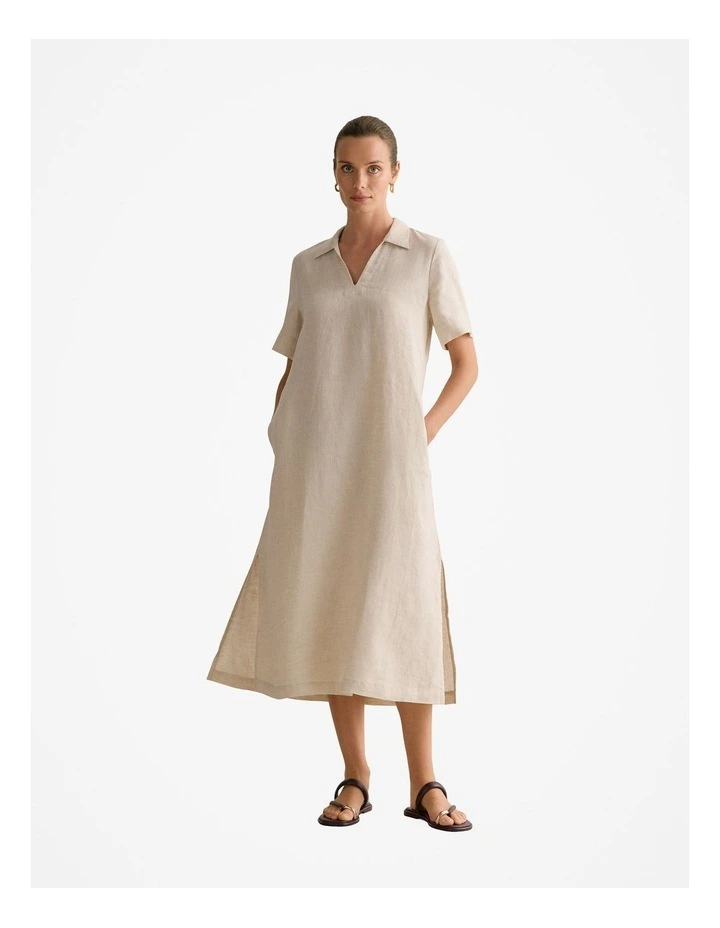 Yarn Dyed Linen Shift Dress in Flax image 1