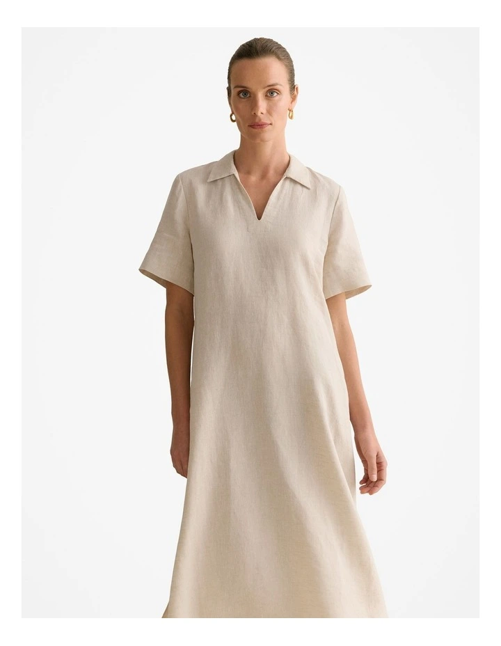 Yarn Dyed Linen Shift Dress in Flax image 3