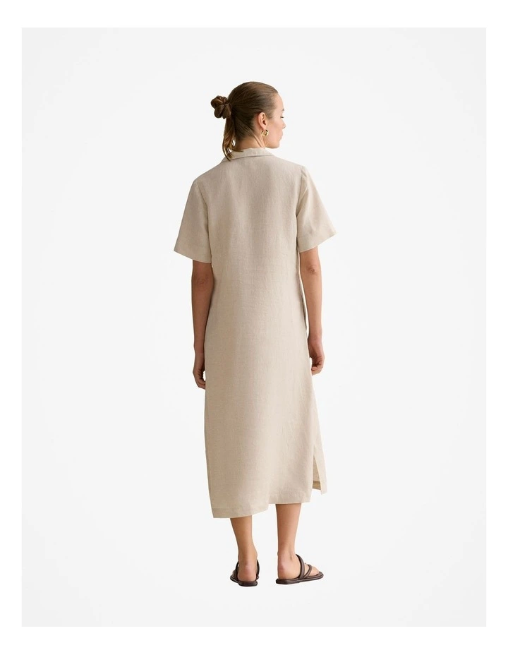 Yarn Dyed Linen Shift Dress in Flax image 4