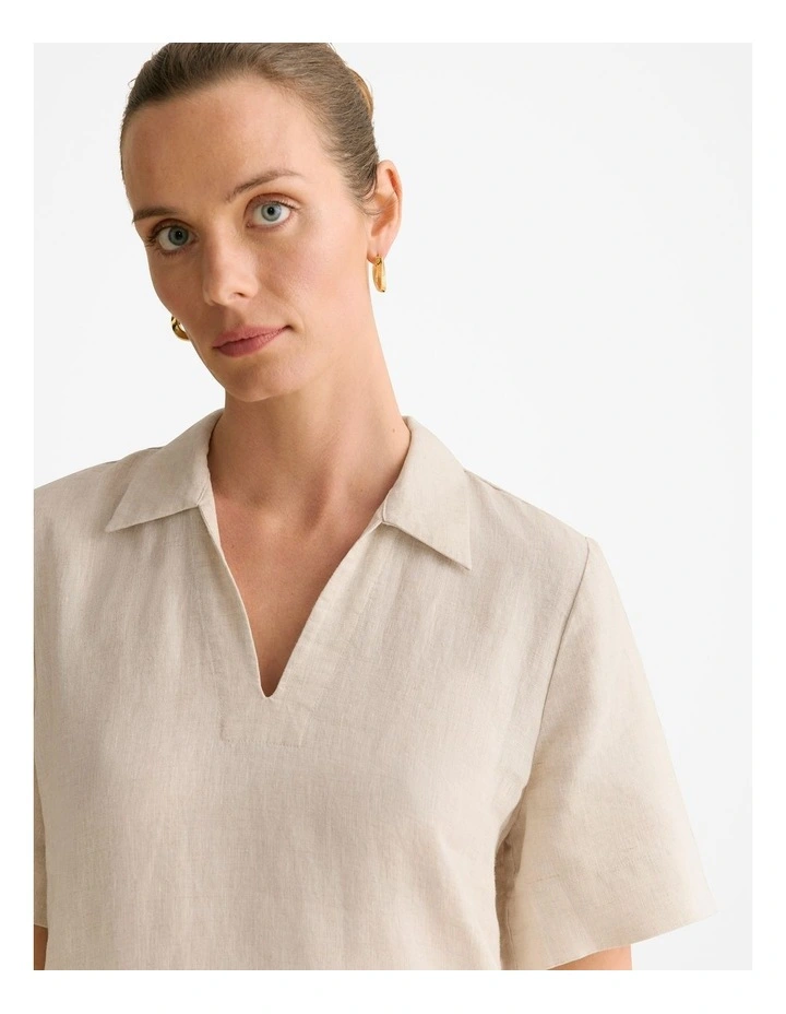 Yarn Dyed Linen Shift Dress in Flax image 6