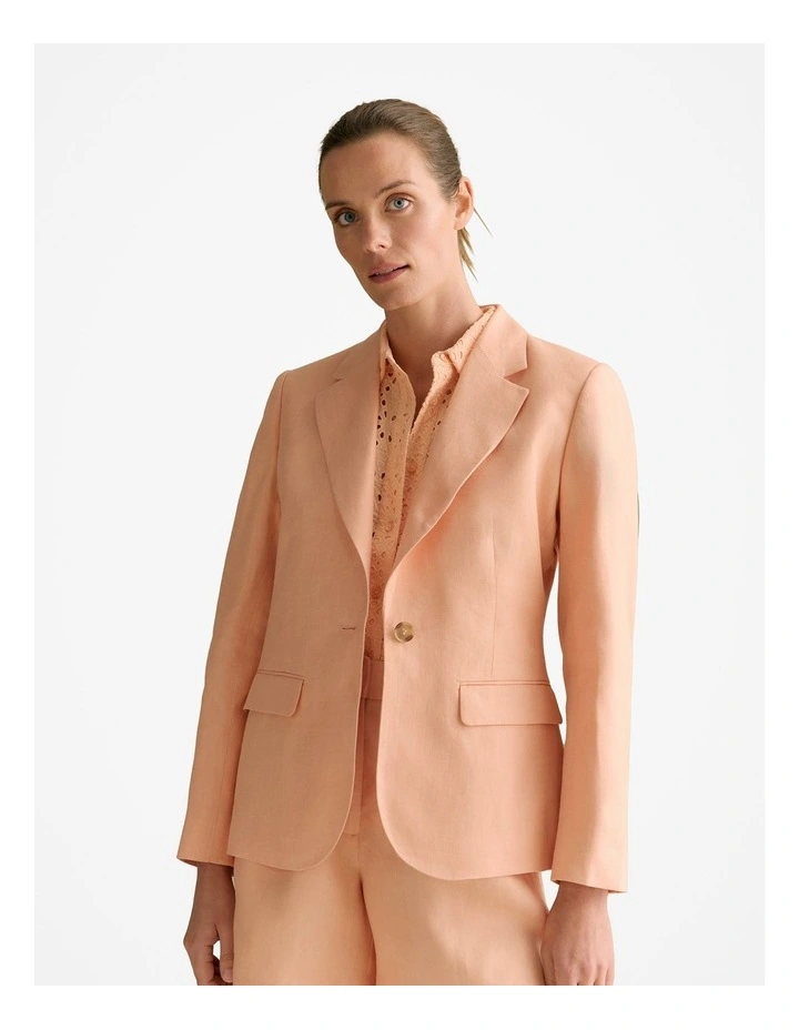 Linen Twill Notch Lapel Blazer in Pale Apricot image 1