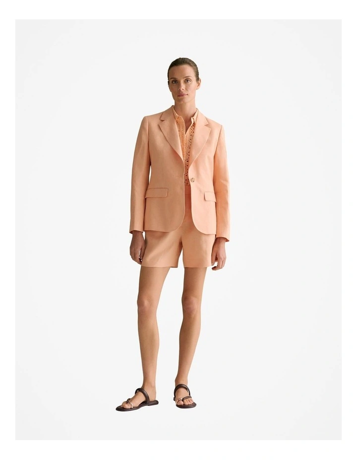 Linen Twill Notch Lapel Blazer in Pale Apricot image 3