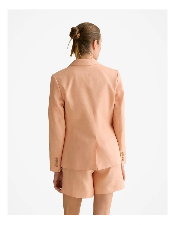 Linen Twill Notch Lapel Blazer in Pale Apricot image 4
